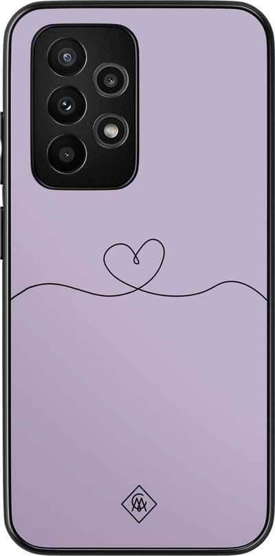 Casimoda® hoesje - Geschikt voor Samsung Galaxy A52 5G - Hart Lila - Zwart TPU Backcover - Geen opdruk - Bruin/beige