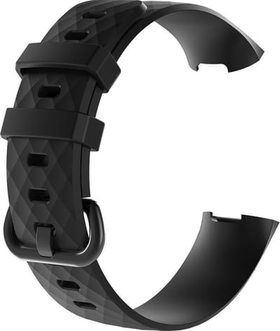 New Age Devi - Siliconen Bandje geschikt voor Fitbit Charge 3 4 - Zwart - Sportbandje met Schubben