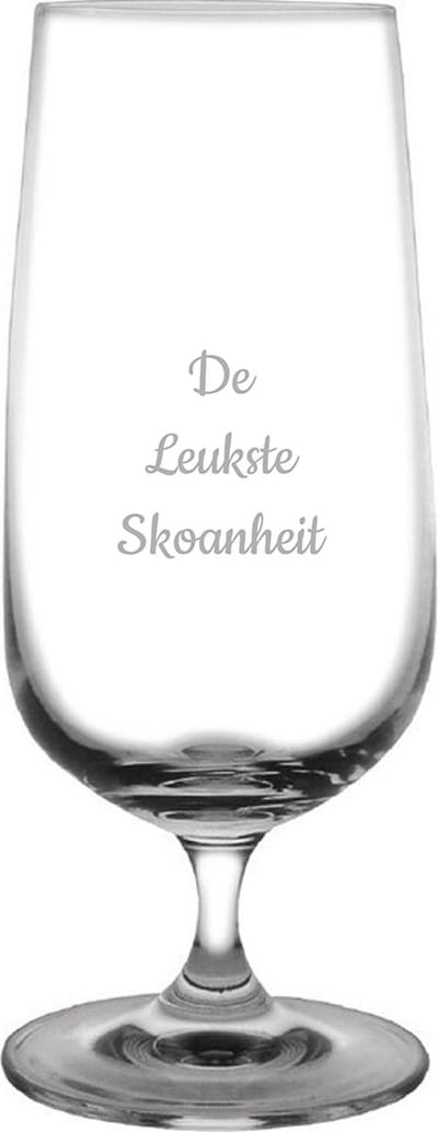Gegraveerde bierglas op voet 41cl De Leukste Skoanheit