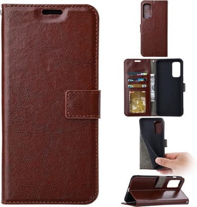 LuxeBass Telefoon Wallet Bookcase voor iPhone 12 Mini - Portemonnee telefoonhoesje voor Bankpassen - Kunstleer - Siliconen Houder - Magnetische sluiten - Bruin - telefoonhoes - gsm hoes - telefoonhoesjes - telefoonhoes - gsm hoes - gsm hoesjes