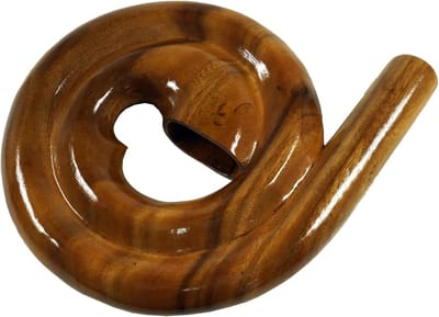 Ronde Didgeridoo - Houten Blaasinstrument - Muziek Maken - Ruimtebesparend Spiraalontwerp - 28x30x45 cm - Bruin