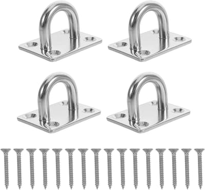 Hangmat Ophangset - Bevestigingshaken - Ontspannen Buiten - Roestvrij Staal - 4 Stuks - Zilver
