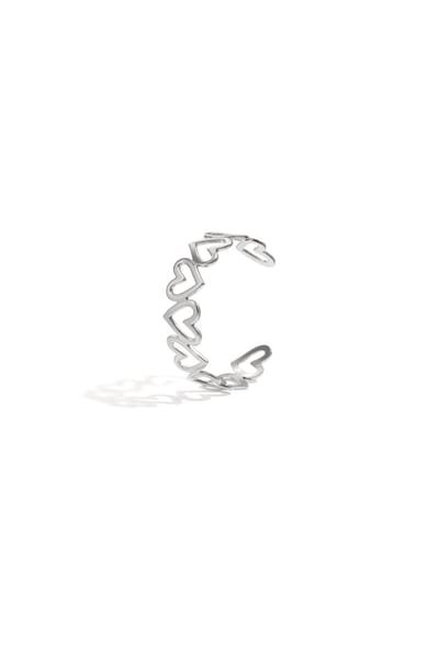 Yehwang Manchet armband Hart Zilverkleur - Bangle - RVS - Nikkelvrij