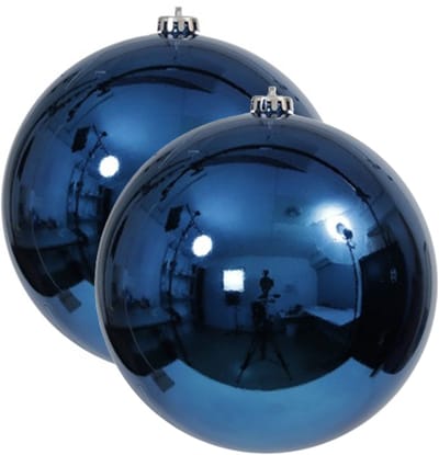 Othmar Decorations Grote decoratie kerstbal - 2x - blauw - 18 cm - kunststof - glimmend - kerstversiering - onbreekbare kerstballen