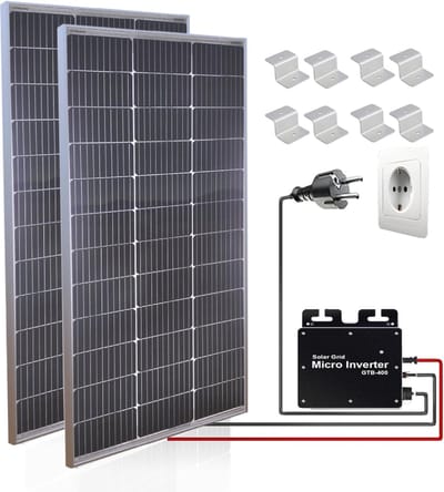 Balkonkraftcentrale met 2 x 100W zonnepaneel en 400W omvormer - Volledige set voor duurzame energie