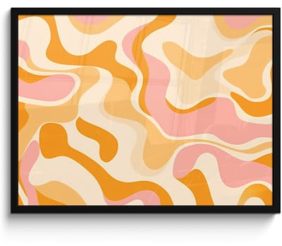 Poster in lijst - Fotolijst 70x50 cm - Posters - Abstract - Golvend - Oranje - Posterlijst zwart - Decoratie - Wanddecoratie woonkamer - Muurdecoratie slaapkamer