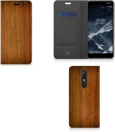 Nokia 5.1 (2018) Book Wallet Case Donker Hout