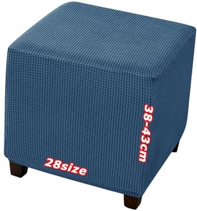 Ottomaanse Hoes Voor Hocker Beschermer Ottoman Cover Footstool Covers, Rekbaar Fluweel Jacquard, Elastische Bodem Wasbaar, Op Maat Gemaakt, Beschermhoes voor Vierkante Voetenbank(1963,45 x 45 cm 18 x