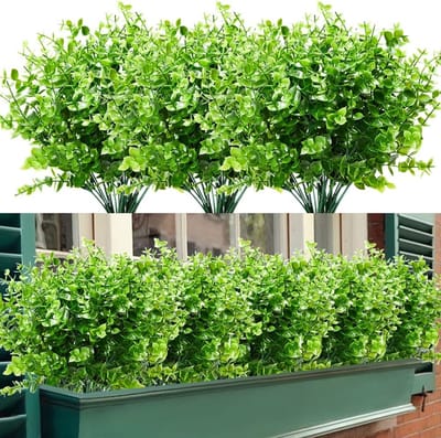 Kunst Buxus Stengels - Nep Struiken Gebladerte - Buiten Decoratie - UV-bestendig Materiaal - 8 Bundels - Groen
