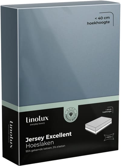 Linolux Hoeslaken Jersey Excellent Denim 80x200 t/m 100x220