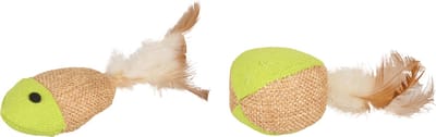 Flamingo Kattenspeelgoed Juty Bal en Vis - Beige - 8 x 4 x 2 cm