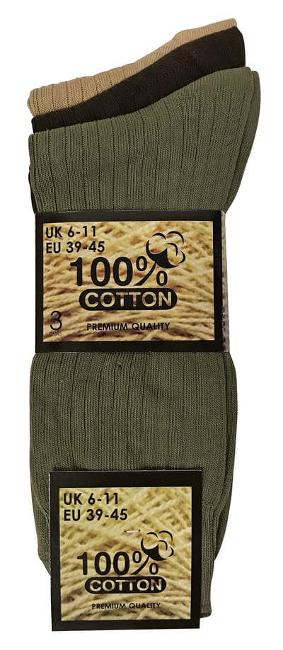 Set van 6 geribbelde, ademende herensokken van 100% katoen - Bruin