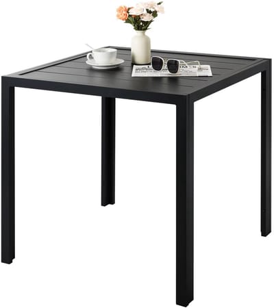 Tuintafel - Buitentafel - Eettafel buiten - Weerbestendige Terrastafel - Rechthoekige Aluminium Tafel - 75x75x73 cm - Voor Tuin en Achtertuin - Zwart