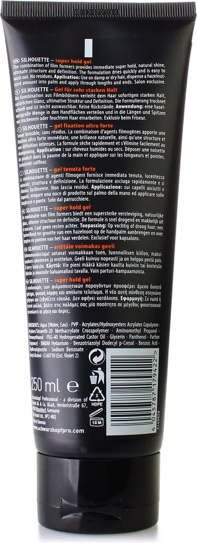 Extreme Hold Gel Schwarzkopf Silhouette Extra Strong 250 ml