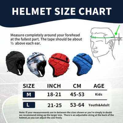 Voetbalhelm met vlag - Gewatteerde helm Beschermende uitrusting - Sporten - Verstelbare kinband - 53-58 cm - Zwart