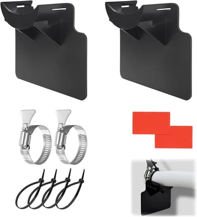 Plastic Poolslanghouders met RVS Slangklem en Kinkbescherming - Antiverscheur, Accessoires voor Zwembaden, Set van 2 (Zwart)