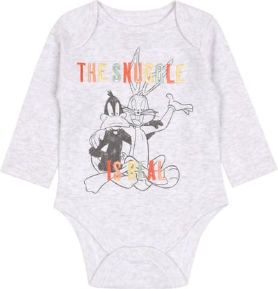 Grijs-witte set: rompertje, body, slabbetje, muts Bugs Bunny DISNEY OEKO-TEX 0-3 m 62 cm