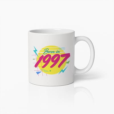 Born in 1997 Mok 330ml | Retro Verjaardag Jaar Koffiebeker | Leuk Cadeau voor 1997 Verjaardagen & Jubilea