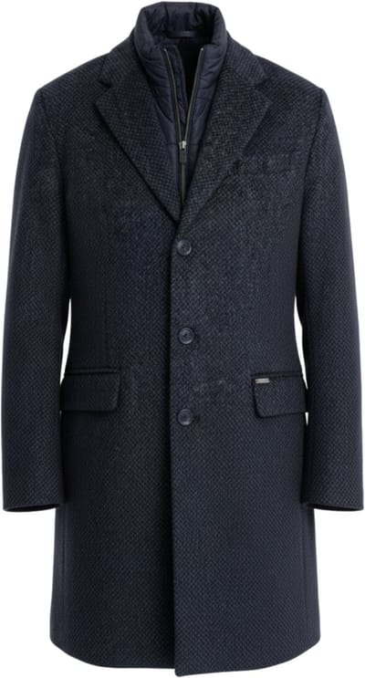 OMBRE Jas - Rits - Gemeleerd Marine S
