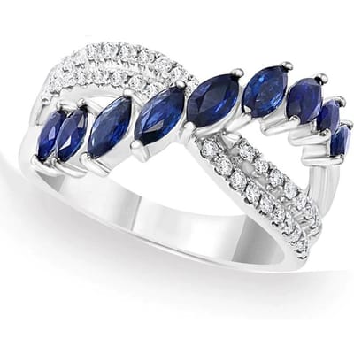 Huitan Prachtige Mode Kruisring Helder Blauwe/Witte Zirkonia Vingeraccessoires voor Vrouwen Luxe Trendy Feestjuwelen voor Dames 7