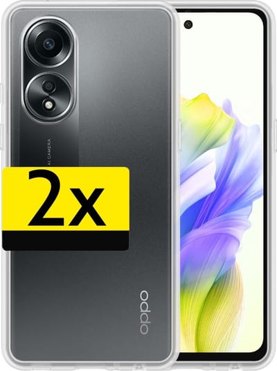 Hoesje - 2 Stuks - Geschikt voor OPPO A58 - Sterk & Shockproof - Case Siliconen - Back Cover - Telefoon Hoes - Telefoonhoesjes - Transparant