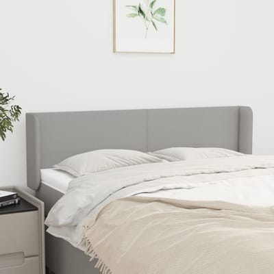 vidaXL - Hoofdbord - met - randen - 147x16x78/88 - cm - stof - lichtgrijs