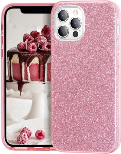 Geschikt voor Apple iPhone 12 Pro Backcover - Roze - Glitter Bling Bling - TPU case