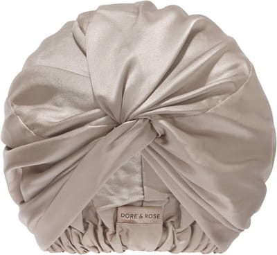 Dore & Rose - Zijden Bonnet - Haarnet - Slaapmuts - 100% Ademend Zijden - Beschermt Tegen Haarbreuk en Uitdroging - Beige - Nº 74 Roche Mornante