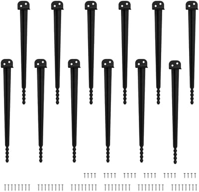 Bodemhulzen L-vorm - Grondankers Paalhouders - Tuinprojecten Bevestigen - Verstevigd Staal - 50 cm - Zwart