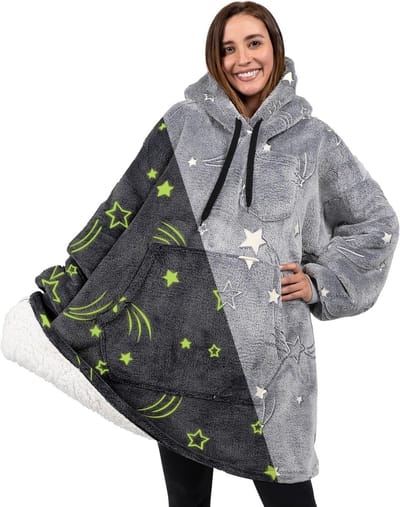 PAVILIA Deken Hoodie voor Vrouwen, Sherpa Draagbare Deken Mannen, Gezellige Oversized Sweatshirt Deken, Hooded Deken Trui