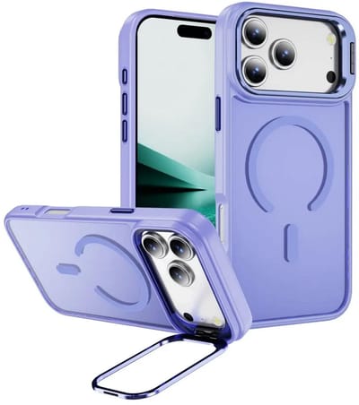 Hoesje Geschikt voor Apple iPhone 17 Pro - Compatibel met MagSafe & Qi2 - Back Cover met Standaard - Camera Kickstand - Licht Paars