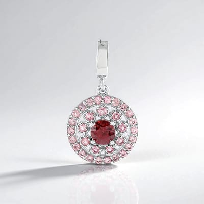 Cavill - Zilveren hanger 925 sterling met Mahonie Zirkoon 0,69ct en Nigeriansche roze toermalijn 1,28ct - Elegante ronde briljant sieraden