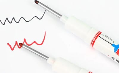 TLVX Verlengde Permanent Marker Rood – Markeerstift - Markeer Timmerman potlood inkt – Bouw Markering stift – Timmermanspen - 20mm Long Tip Marker – Diep gat marker – Teken Hout, Metaal, Glas, Spiegel, Tegels, Beton, Keramiek – Rode inkt – 1 stuks