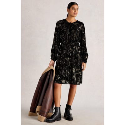 White Stuff Faye Devore Velvet Dress Black Multi Taglia: 10 REGULAR | Abiti in T-Shirt Outlet | Donna | Nero