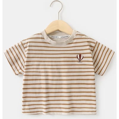 Babykleding Casual T-shirts met korte mouwen Zomerkleding Jongens Meisjes Baby Kinderen Kinderen Zomer Tops met halve mouwen 120cm beige
