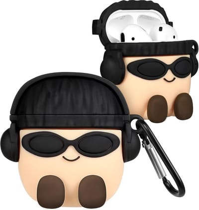 Schattig Aardappel met Zonnebril Hoesje voor AirPods 2 & 1 - Grappige 3D Siliconen Beschermhoes met Sleutelhanger
