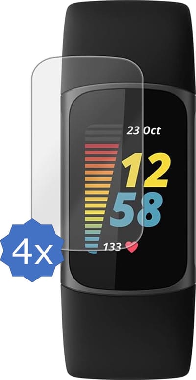4x Screenprotector geschikt voor Fitbit Charge 5 - Folie Screen Protector geschikt voor Fitbit Charge 5