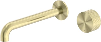 Owen & Finch Messing Inbouw Wandmengkraan – Geborsteld Champagne Goud | Brushed Champagne Gold – Draaibare Mengkraan met Diamantkarteling – Progressief Systeem – PVD Afwerking - uitloopmaat 185mm