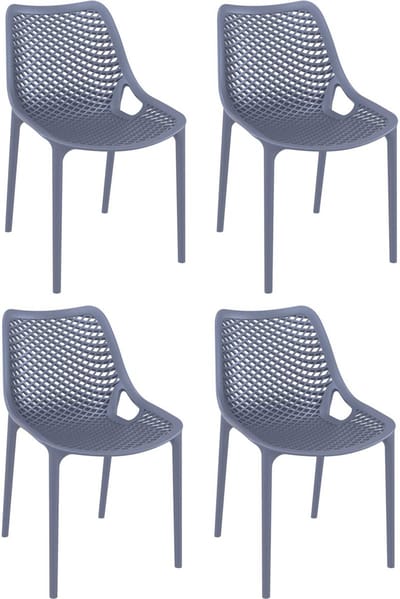 CLP Air Set van 4 Tuinstoelen - Stapelbaar - UV-lichtbestendig - Waterafstotend - Kunststof - donkergrijs