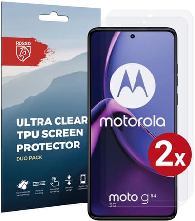 Rosso Screen Protector Ultra Clear Duo Pack Geschikt voor Motorola Moto G84 | TPU Folie | Case Friendly | 2 Stuks