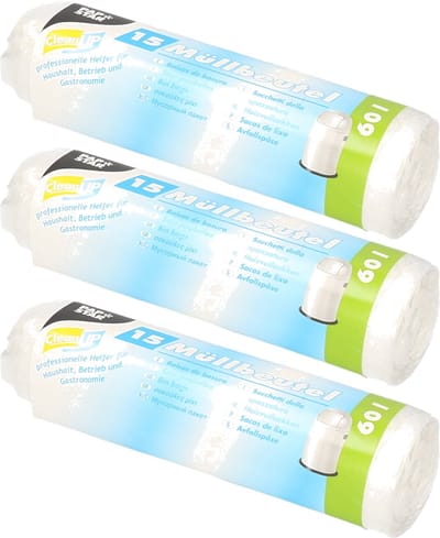 Papstar 45x stuks afvalzakken/vuilniszakken - 60 liter - transparant - Prullenbak zakken