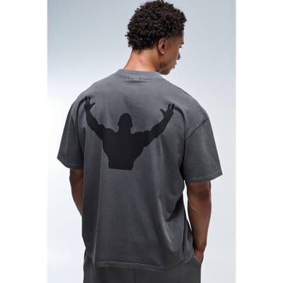One More Rep Gewassen Oversized T-shirt Met Verlengde Hals | Black | Size Small