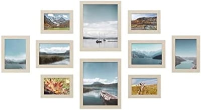 Fotolijst Set van 10 Stuks - 20x25 cm, 13x18 cm en 10x15 cm Formaten - Natuurkleur MDF Lijsten met Kunststof Glas - Muur en Tafel Opties - Inclusief Ophangsystemen
