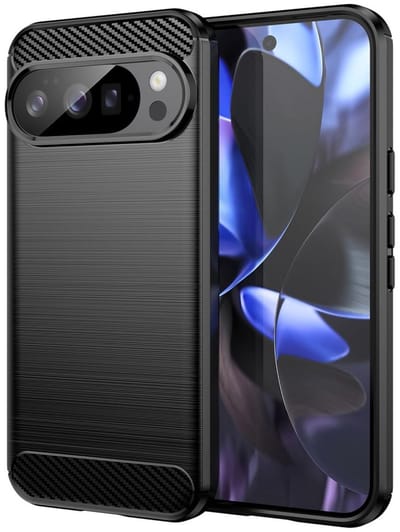 Geborsteld TPU Hoesje Geschikt voor Google Pixel 10 / 10 Pro | Beschermhoes | Back Cover | Flexibel TPU | Stijlvol Carbon | Dun | Zwart