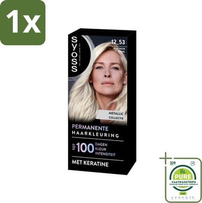 1 x SYOSS - Coloration 12-53 Platinum Pearl - Haarverf - Grijsdekking - Vermindert Haarbreuk - Permanente Haarkleur - Haarkleur Grijsdekking - Haarkleur SYOSS - Professionele Haarkleur - Haarkleur 100 Dagen