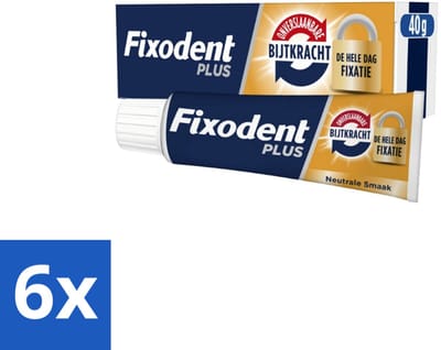 6 x Fixodent Kleefpasta Plus Dual Power 40 gr - Kleefpasta Kunstgebit - Onverslaanbare Bijtkracht - Kunstgebit Fixatie - Bijtkracht Kunstgebit - Kunstgebit Comfort