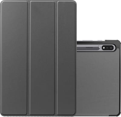 Hoes - Geschikt voor Samsung Galaxy Tab S8 - Dun & Stevig - Trifold Bookcase - Hard Cover - Hardcover Book Case - Tablet Hoesje - Grijs