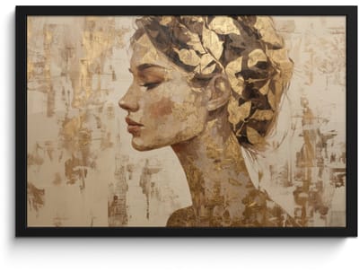 Poster in lijst - Fotolijst 60x40 cm - Posters - Vrouw - Goud - Abstract - Textuur - Posterlijst zwart - Decoratie - Wanddecoratie woonkamer - Muurdecoratie slaapkamer