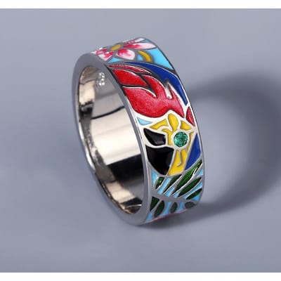 Europese en Amerikaanse Populaire Sieraden Kleurrijke Olievergulde Vergulde Ring Contrasterende Geometrische Emaille Ring No. 8