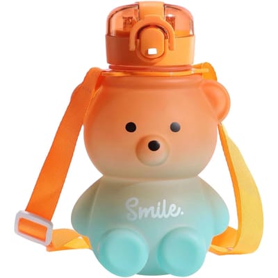 Bouteille d'eau Kawaii 800 ml avec paille et corde, portable, motif ours dégradé, grande capacité, anti-fuite, pour enfants et filles 800ml